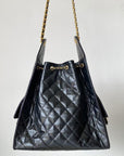 CC 25C Hobo Bags 40cm Black Calfskin