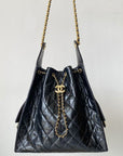 CC 25C Hobo Bags 40cm Black Calfskin