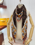 FOULARD 140 CM IN BROWN FF SILK CASHMERE