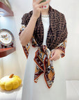 FOULARD 140 CM IN BROWN FF SILK CASHMERE