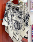 CC Square Scarf 140 CM In White Black Cashmere And Silk 416900