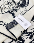 CC Square Scarf 140 CM In White Black Cashmere And Silk 416900