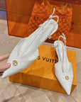 LV LOW HEEL SLINGBACK WHITE