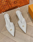 LV LOW HEEL SLINGBACK WHITE