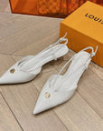 LV LOW HEEL SLINGBACK WHITE