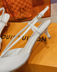 LV LOW HEEL SLINGBACK WHITE