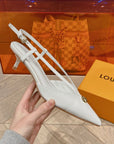 LV LOW HEEL SLINGBACK WHITE