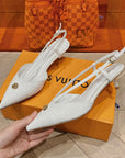 LV LOW HEEL SLINGBACK WHITE