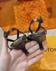 LV LOW HEEL SLINGBACK MONOGRAM CANVAS