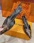 LV LOW HEEL SLINGBACK MONOGRAM CANVAS