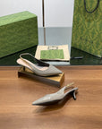 GG HIGH SLINGBACK 4.5 CM IN DOVE GREY GLOSSY CALFSKIN
