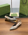 GG HIGH SLINGBACK 4.5 CM IN DOVE GREY GLOSSY CALFSKIN