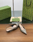 GG HIGH SLINGBACK 4.5 CM IN DOVE GREY GLOSSY CALFSKIN
