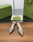 GG HIGH SLINGBACK 4.5 CM IN DOVE GREY GLOSSY CALFSKIN