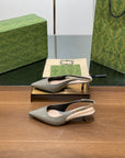 GG HIGH SLINGBACK 4.5 CM IN DOVE GREY GLOSSY CALFSKIN