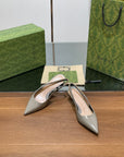 GG HIGH SLINGBACK 4.5 CM IN DOVE GREY GLOSSY CALFSKIN