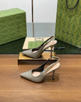 GG HIGH SLINGBACK 10.5 CM IN DOVE GREY GLOSSY CALFSKIN