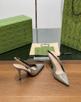 GG HIGH SLINGBACK 10.5 CM IN DOVE GREY GLOSSY CALFSKIN