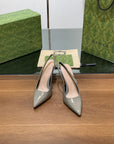 GG HIGH SLINGBACK 10.5 CM IN DOVE GREY GLOSSY CALFSKIN
