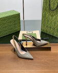 GG HIGH SLINGBACK 10.5 CM IN DOVE GREY GLOSSY CALFSKIN