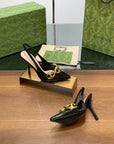 GG HIGH SLINGBACK 10.5 CM IN BLACK GLOSSY CALFSKIN