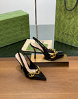 GG HIGH SLINGBACK 10.5 CM IN BLACK GLOSSY CALFSKIN