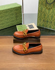 GG LOAFER SHOES IN BRONZE BROWN CALFSKIN
