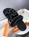 HM Chypre Sandal Black Suede and Crystals 205496
