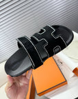 HM Chypre Sandal Black Suede and Crystals 205496