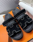 HM Chypre Sandal Black Suede and Crystals 205496