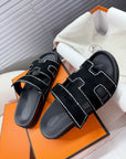 HM Chypre Sandal Black Suede and Crystals 205496