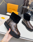 LV Aspen Platform Ankle Boot Dark Brown Monogram Cowhide