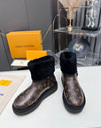 LV Aspen Platform Ankle Boot Dark Brown Monogram Cowhide