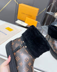 LV Aspen Platform Ankle Boot Dark Brown Monogram Cowhide