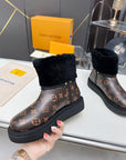LV Aspen Platform Ankle Boot Dark Brown Monogram Cowhide