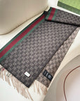 SCARF 200 CM IN DARK BROWN MONOGRAM CASHMERE 399765