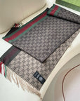 SCARF 200 CM IN DARK BROWN MONOGRAM CASHMERE 399765