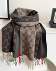 SCARF 200 CM IN DARK BROWN MONOGRAM CASHMERE 399765