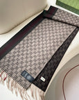 SCARF 200 CM IN DARK BROWN MONOGRAM CASHMERE 399765
