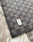 SCARF 200 CM IN DARK BROWN MONOGRAM CASHMERE 399765