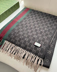 SCARF 200 CM IN DARK BROWN MONOGRAM CASHMERE 399765