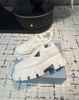 PRA MONOLITH BRUSHED LACE-UP SHOES WHITE LAMBSKIN