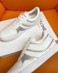 TRAINER LOW LACE-UP SNEAKER IN CALFSKIN OPTIC WHITE SILVER
