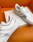 TRAINER LOW LACE-UP SNEAKER IN CALFSKIN OPTIC WHITE SILVER