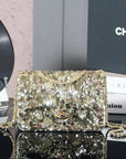 25C Flap Bag 21cm Dense Sequin White Calfskin