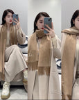 SCARF 180 CM IN CAMEL BEIGE CASHMERE AND WOOL 408838