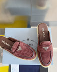 Pra Wine Suede Leather Mule 25mm Rubber Sole