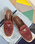 Pra Wine Suede Leather Mule 25mm Rubber Sole