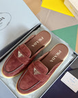 Pra Wine Suede Leather Mule 25mm Rubber Sole