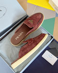 Pra Wine Suede Leather Mule 25mm Rubber Sole